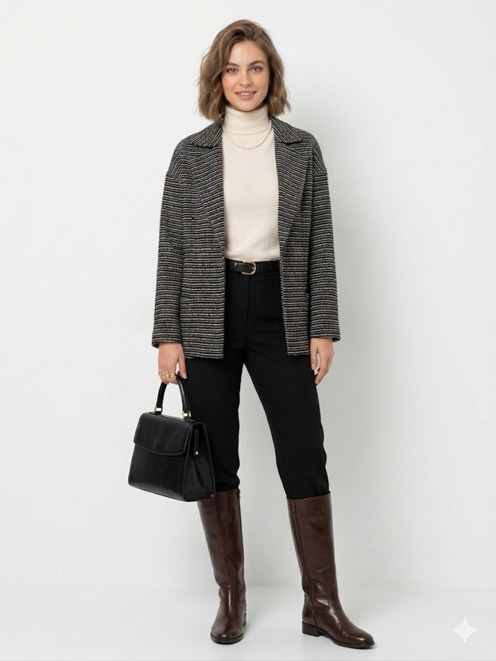 Escada Black & White Striped Open Jacket